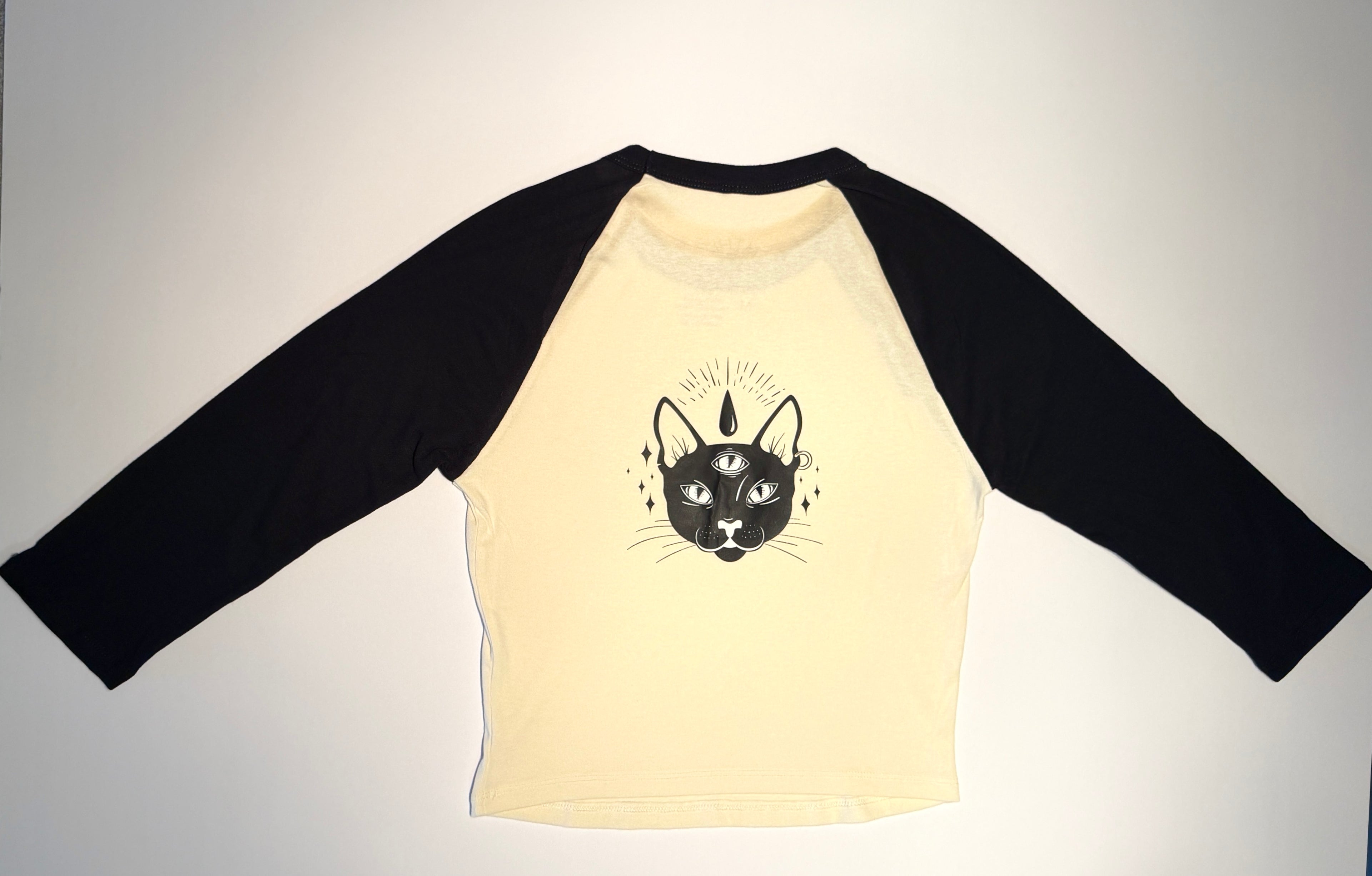 "The Enlightened Kitty" Micro Rib 3/4 Raglan Baseball Tee