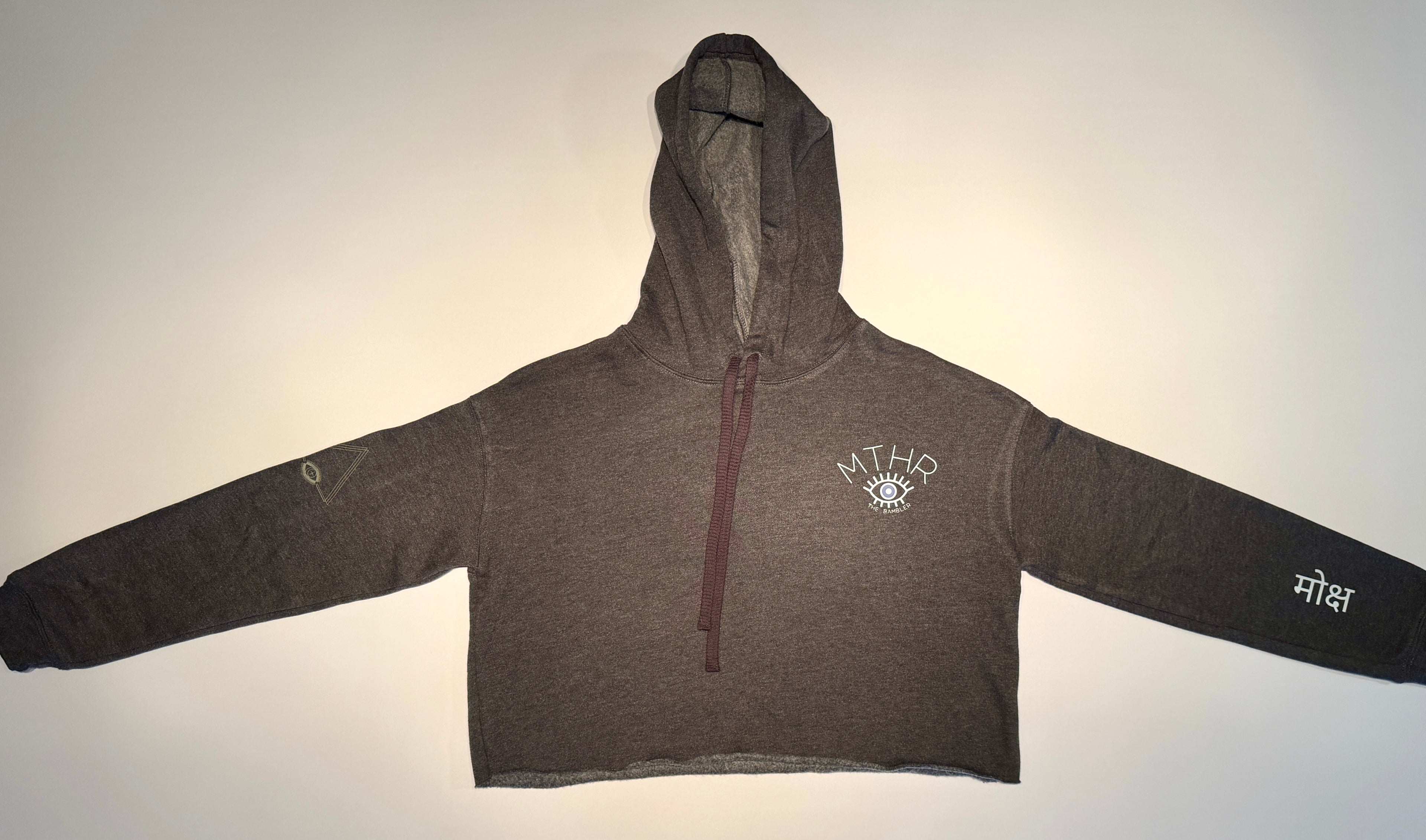 "Sine Waves" Cropped Raw Edge Fleece Hoodie
