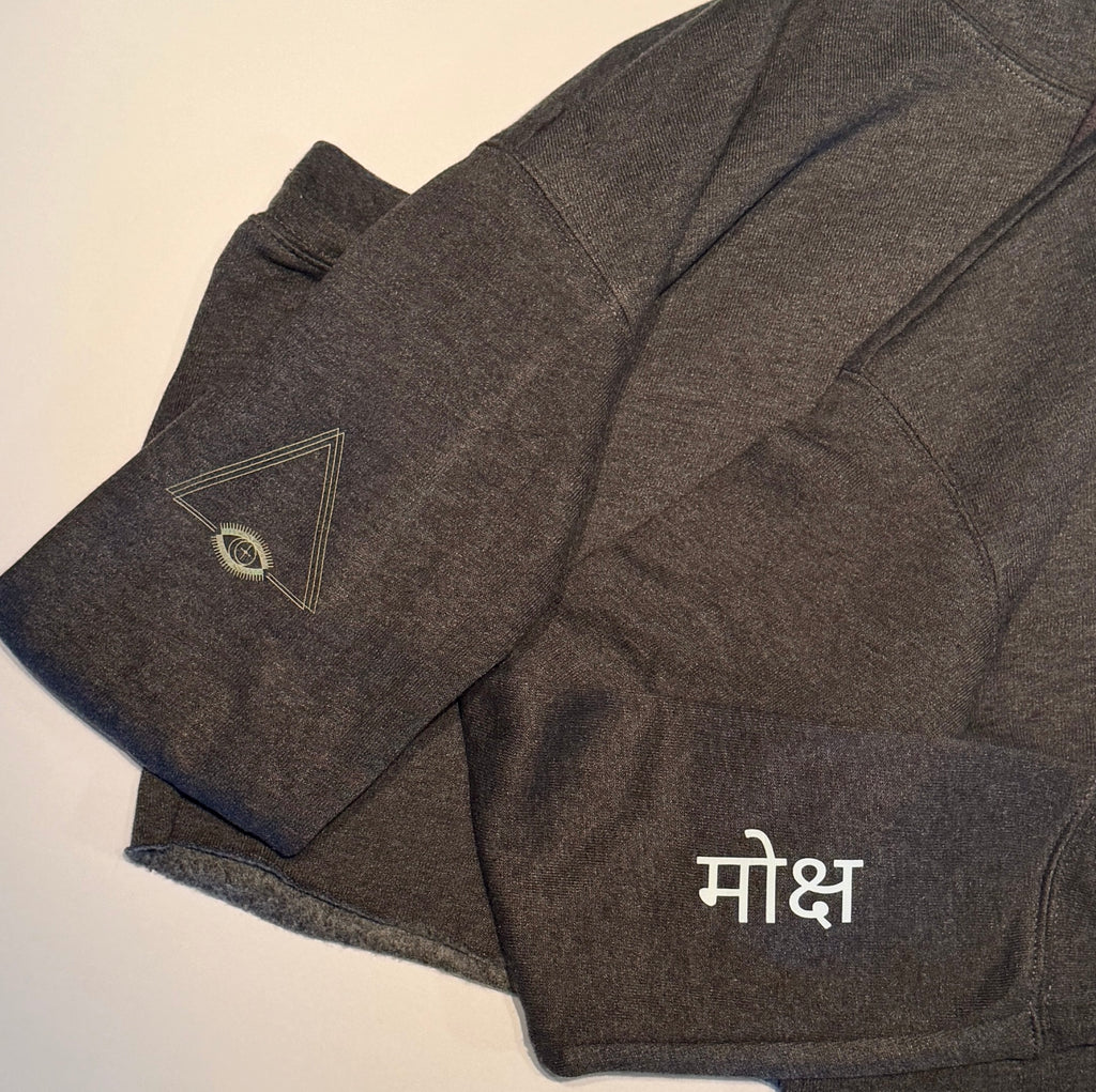"Sine Waves" Cropped Raw Edge Fleece Hoodie