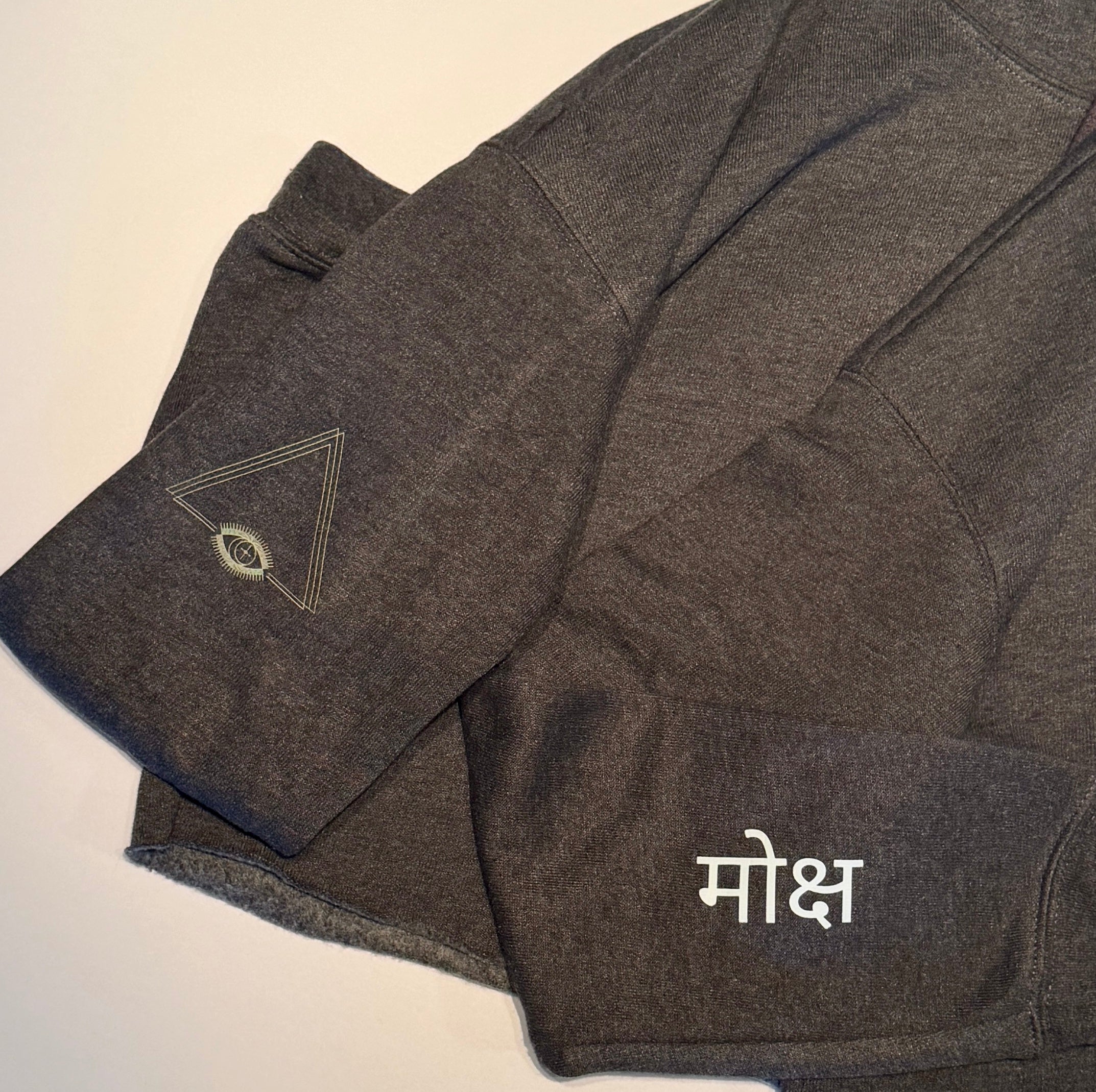 "Sine Waves" Cropped Raw Edge Fleece Hoodie