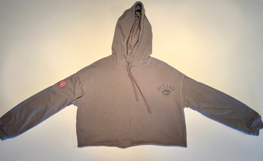 "The Alchemist" Cropped Raw Edge Fleece Hoodie