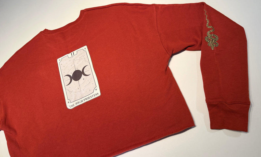 "The High Priestess" Cropped Raw Edge Sweatshirt