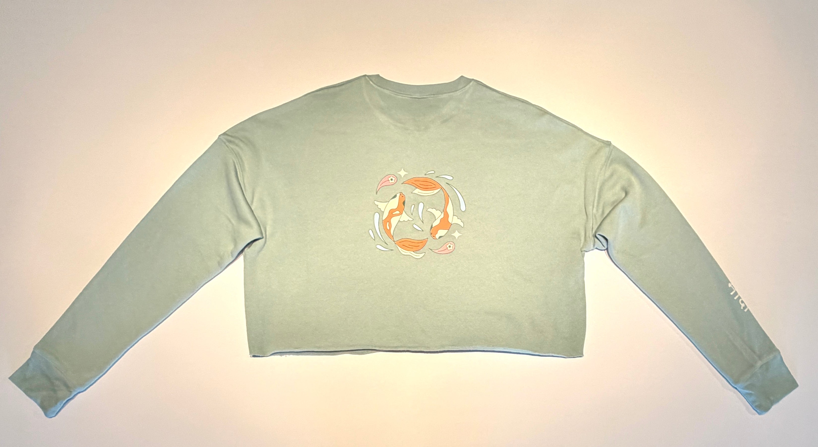 "The Koi Fish" Cropped Raw Edge Sweatshirt
