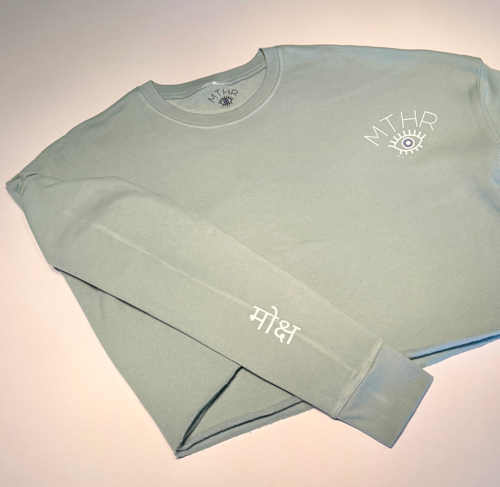 "The Koi Fish" Cropped Raw Edge Sweatshirt