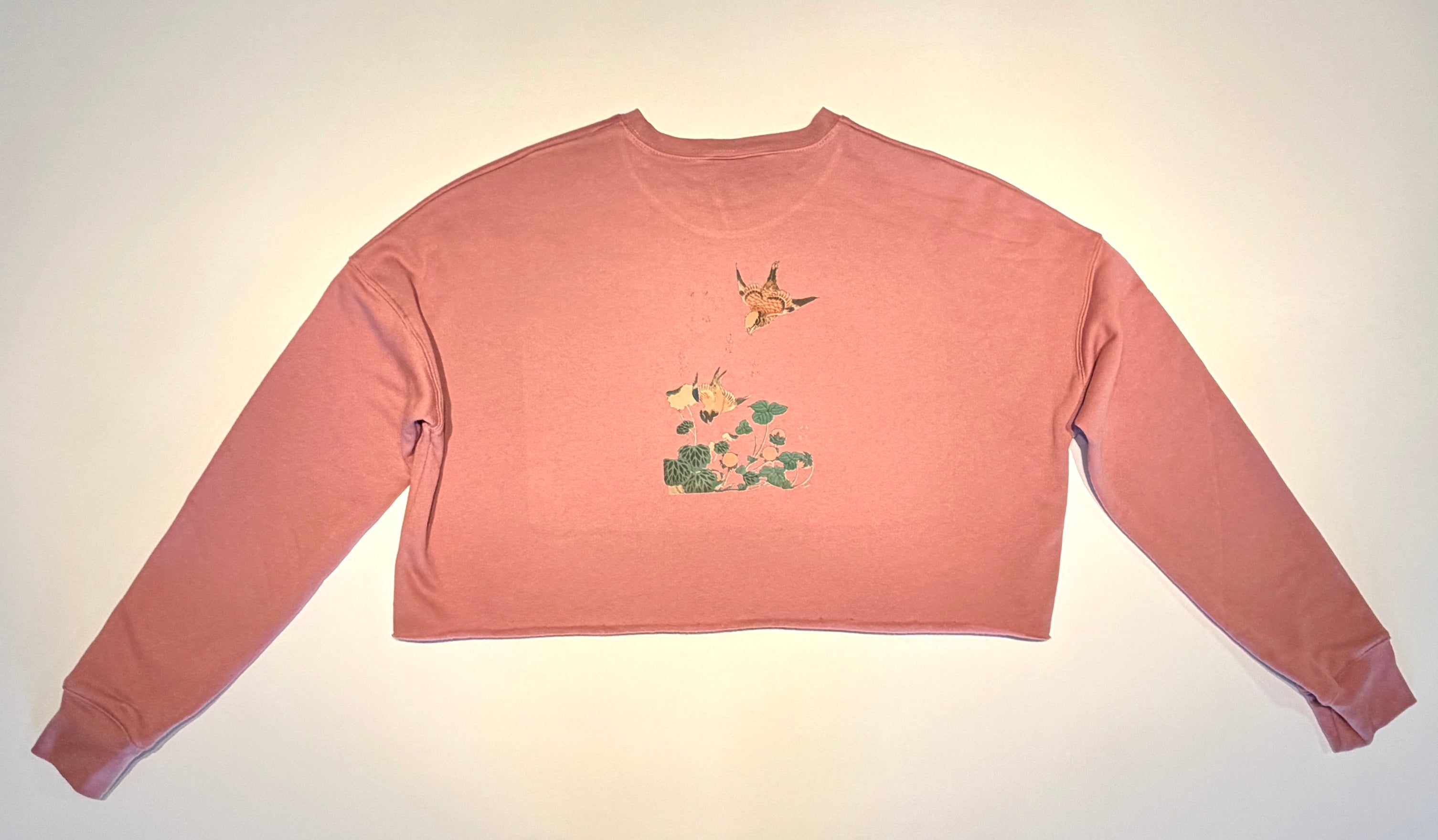 "Oriental Freestyle" Cropped Raw Edge Sweatshirt