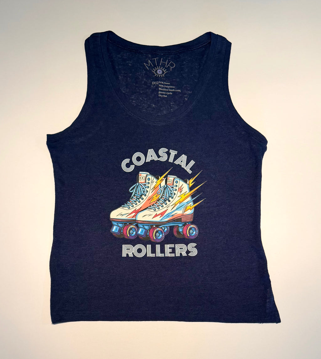 "Coastal Rollers" Linen Tank
