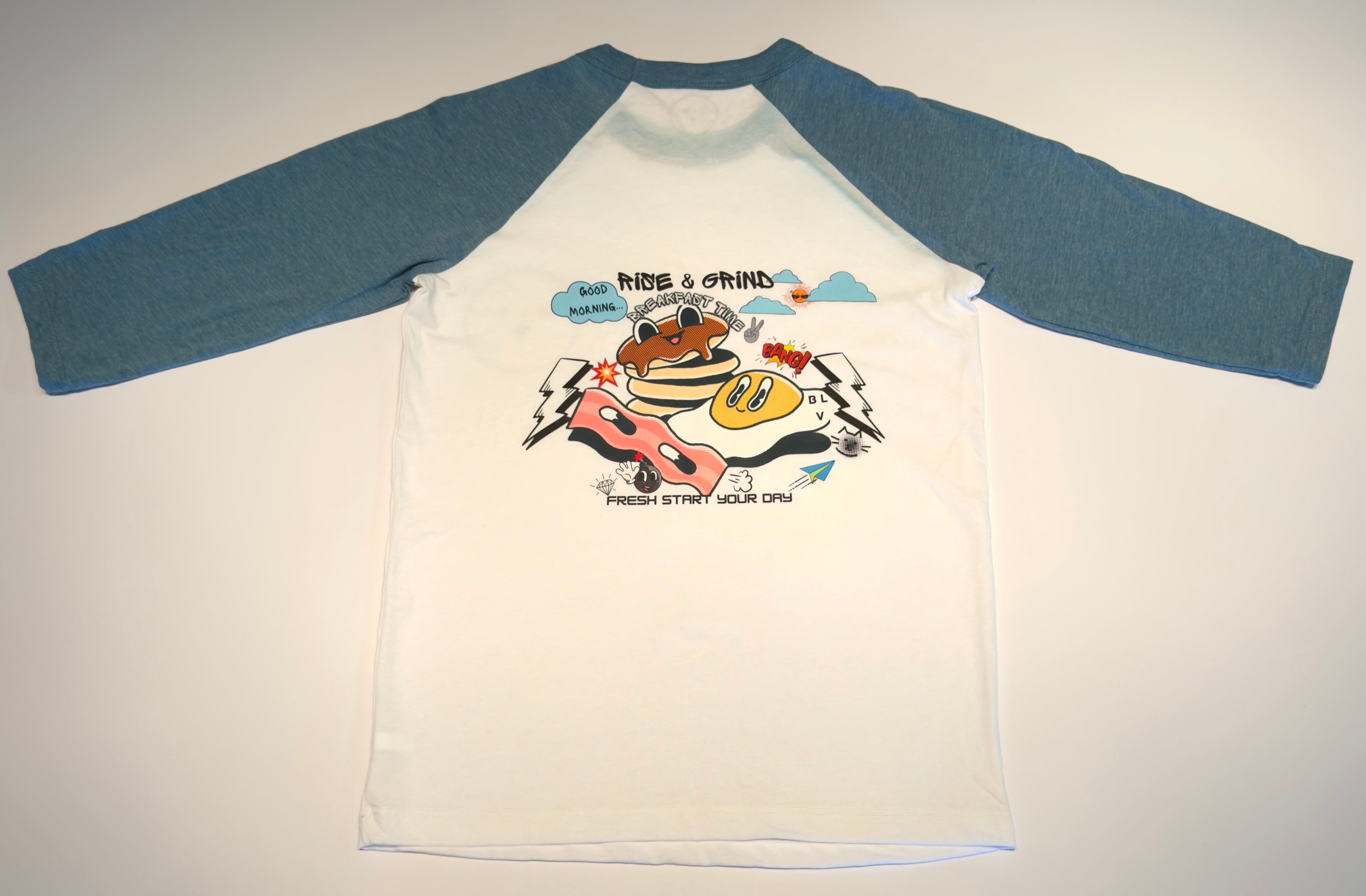 Boy's 3/4 Sleeve "Rise & Grind" Baseball Tee