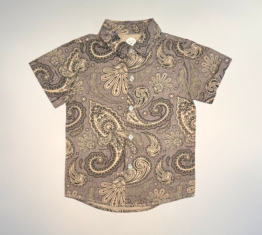 Boy's "The Indo" Button Down Collared Short Sleeve Shirt
